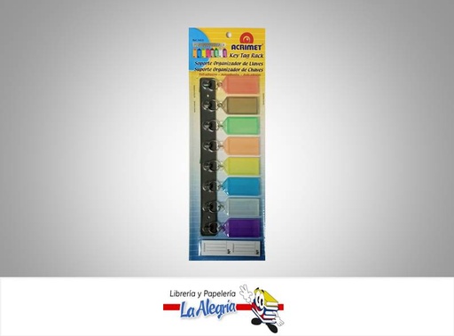 [7896292214309] LLAVERO PLASTICO IDENTIFICADOR SET 8UND MARCA ACRIMET   