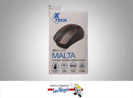 [798302230583] MOUSE OPTICO INALAMBRICO 4 BOTONES GRIS MARCA XTECH   