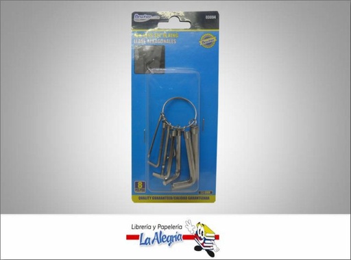 [8022884030944] SET DE LLAVE HEXAGONAL 1,5-6MM 8PZAS MARCA BRUFER   