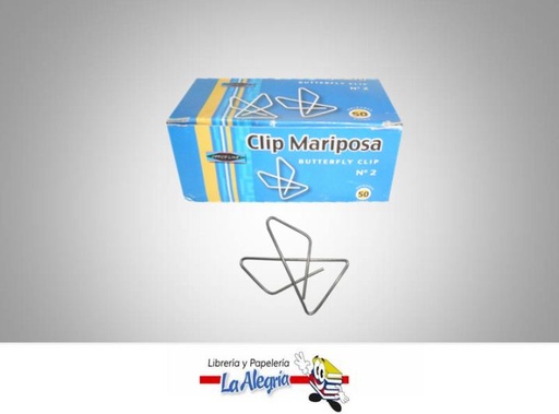 [8267653867974] CLIP MARIPOSA N-2 PLATEADO PEQUENO 50UND MARCA OFFICE LINE   