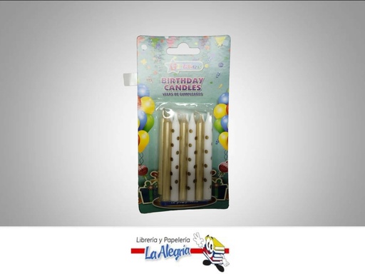 [8338019043643] VELA CUMPLEAÑOS METALIZADA 04364;8CM 12 MARCA GLITTER   