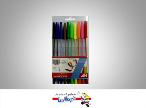[8435250910298] BOLIGRAFO GEL 0.7MM 10 COLOR FLUORESCENT MARCA MP   