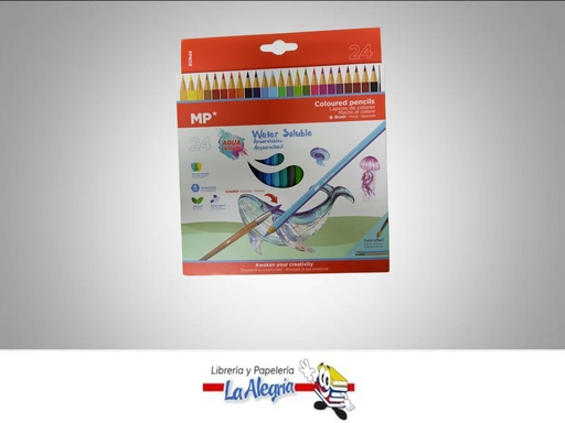 [8435464172765] LAPICES DE COLORES ACUALERABLES CON PINCEL PP809 24 COLORES MARCA MP
