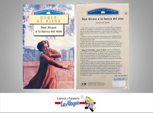 [84495003] DON ALVARO O LA FUERZA DEL SINO  TEMATICA NOVELAS AUTOR DUQUE DE RIVAS EDITORIAL M.E. EDITORES