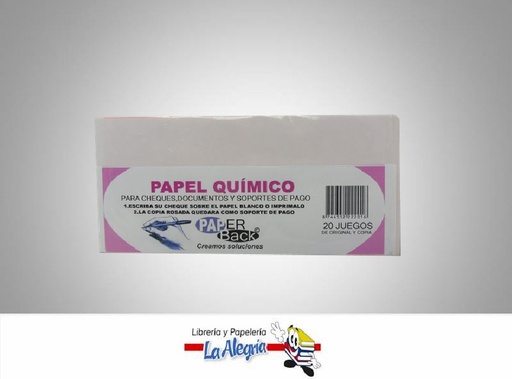 [8744552222016] PAPEL QUIMICO 10X22 20 JUEGOS MARCA PAPER BACK   