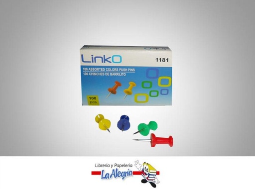 [875495000190] CHINCHE PARA MAPA COLORES SURTIDOS 100UND MARCA LINKO