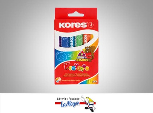 [9023800331410] CREYON DE CERA JUMBO 12 COLORES MARCA KORES   