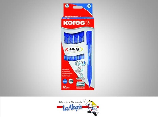 [9023800376114] BOLIGRAFO RETRACTIL TRANSPARENTE K6 MEDIO AZUL UND MARCA KORES