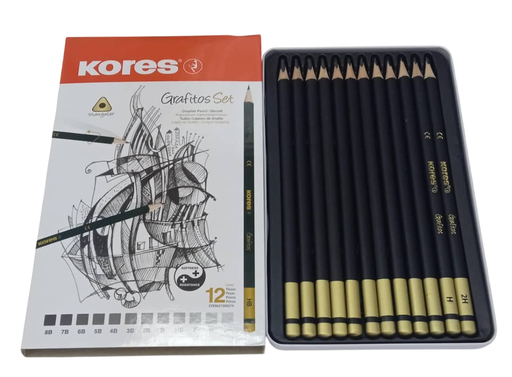 [9023800921628] LAPIZ DE DIBUJO TRIANGULAR GRAFITO SET 12 UNIDADES MARCA KORES