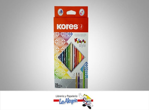 [9023800933102] LAPICES DE COLORES TRIANGULAR STYLE 93310; 15 UND MARCA KORES