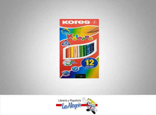 [9023800933126] LAPICES DE COLORES 12 COLORES TRIANGULAR CON SACAPUNTA MARCA KORES