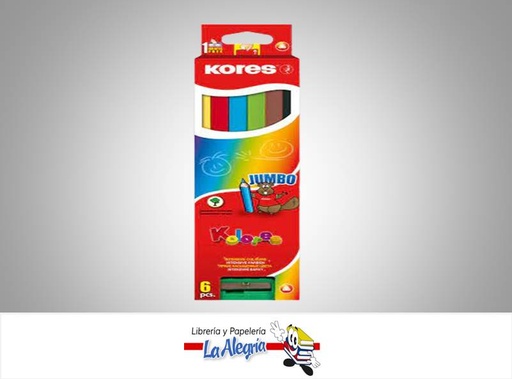 [9023800935069] LAPICES DE COLORES JUMBO TRIANGULA 6 COL MARCA KORES