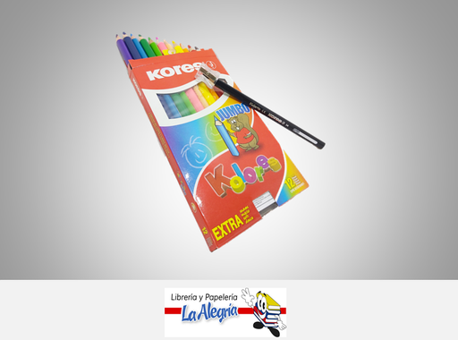 [9023800935120] LAPICES DE COLORES JUMBO CON SACAPUNTA 12 COLORES MARCA KORES