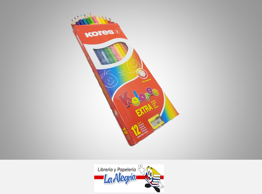 [9023800963123] LAPICES DE COLORES 12 COL HEXAGONALES CON SACAPUNTA KO MARCA KORES   