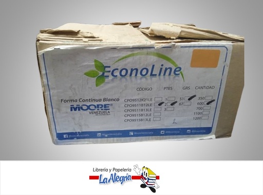 [912518] FORMA CONTINUA 9 1/2 X11 2 PARTES 600F CAJA MARCA MOORE