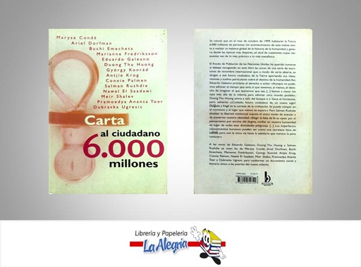 [9788440694720] CARTA AL CIUDADANO 6.000 MILLONES  TEMATICA ENSAYO AUTOR CONDE, MARYSE / DORFMAN ARIEL EDITORIAL EDICIONES B