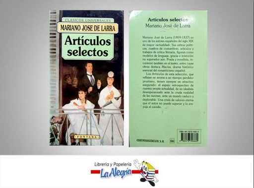 [9788476726662] ARTICULOS SELECTOS  TEMATICA NOVELA HISTORICA AUTOR MARIANO JOSE DE LARRA EDITORIAL FONTANA