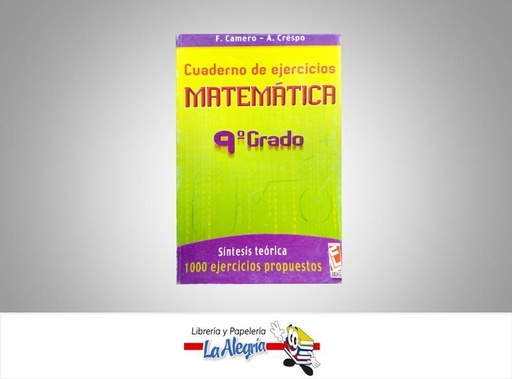 [9789802112616] MATEMATICA CUADERNO DE EJER 9  TEMATICA MATEMATICA AUTOR CAMERO, F. / CRESPO, A. EDITORIAL LARENSE