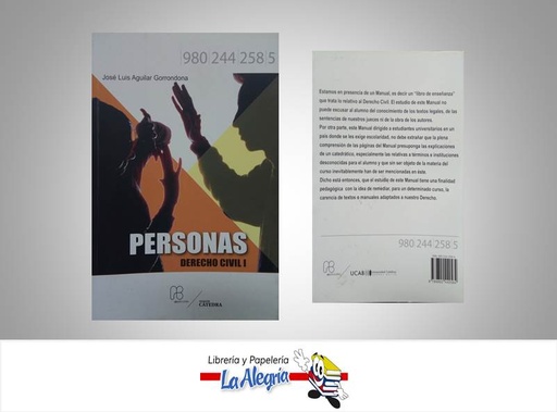 [9789802442584] PERSONAS DERECHO CIVIL I  TEMATICA DERECHO AUTOR AGUILAR G. JOSE LUIS EDITORIAL UCAB