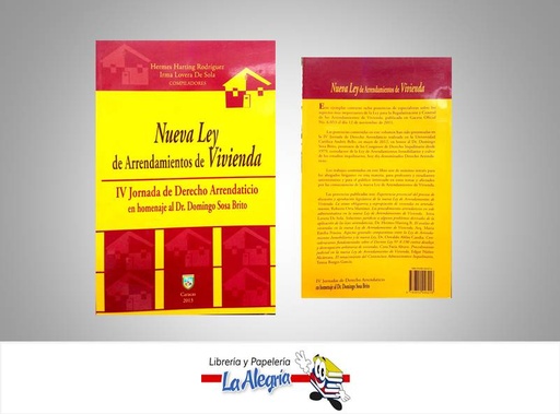 [9789802446216] NUEVA LEY DE ARRENDAMIENTO DE VIVIENDA  TEMATICA DERECHO AUTOR HARTING R, HERMES/LOVERA EDITORIAL UCAB