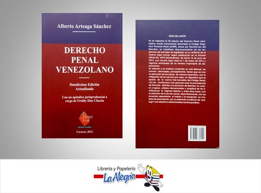 [9789803730550] DERECHO PENAL VENEZOLANO  TEMATICA DERECHO AUTOR ARTEAGA S,ALBERTO EDITORIAL EDICIONES LIBER