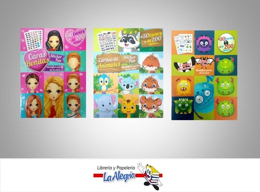 [9789962818656] CARITAS,ANIMALES Y MONSTRUOSAS C/PEGATIN  TEMATICA INFANTIL   EDITORIAL SICOBEN