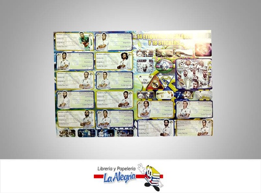 [9790540559144] ETIQUETA ESCOLAR 14 UNIDADES REAL MADRID    