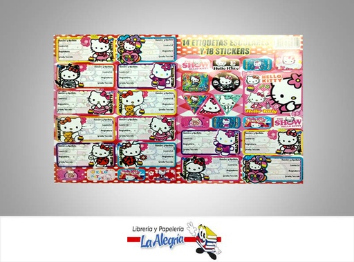 [9790545056150] ETIQUETA ESCOLAR 14 UNIDADES HELLO KITTY MARCA S/M   