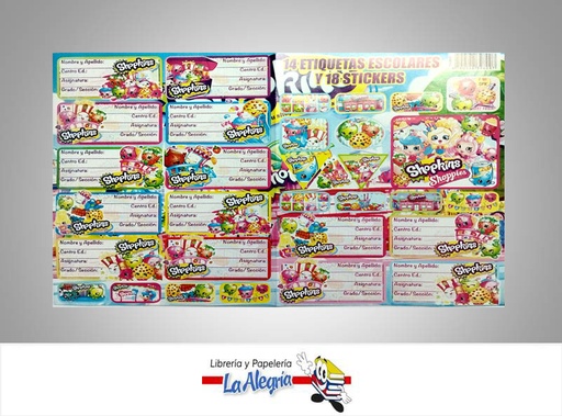 [9790548397007] ETIQUETA ESCOLAR 14 UNID SHOPKINS MARCA S/M   