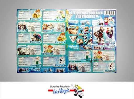 [9790548399339] ETIQUETA ESCOLAR 14 UNIDADES FROZEN MARCA S/M   