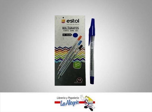 [ALETIAZ] BOLIGRAFO TRANSP C/TAPA AZUL UND MARCA ESTOL   