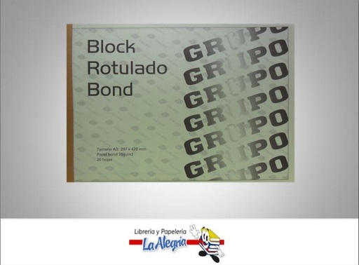 [BLO300] BLOCK BOND ROTULADO A3 20H 75GR MARCA GRUPO   