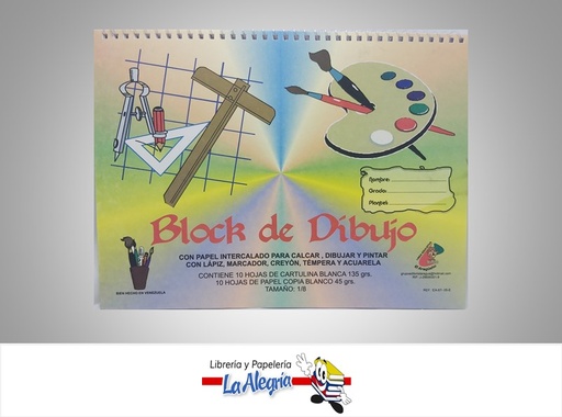 [BLO401] BLOCK DIBUJO ESCOLAR 10 CAR A4 ESPIRAL MARCA EL ARAGUEÑO   