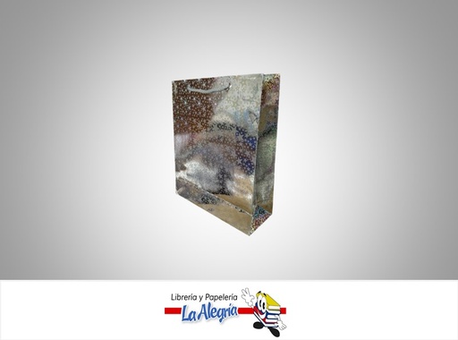 [BYM01] BOLSA REGALO HOLOGRAFICA ESTRELLA 32X26 PLATA MARCA S/M