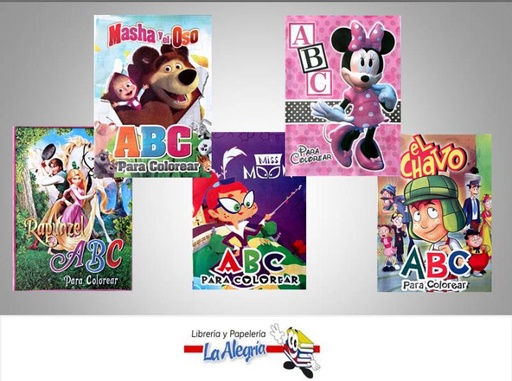[CARCOLMED] CARTILLA ABC PARA COLOREAR MEDIANA  TEMATICA INFANTIL   EDITORIAL CARTILLA PARA COLOREAR