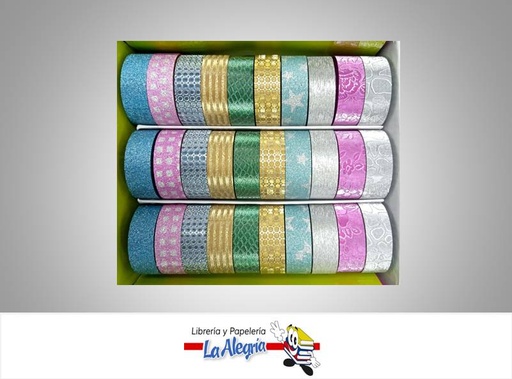 [CDESTAM30] CINTA WASHI TAPE X0034OPXJ3 15MM ESTAMPADO ESCARCHADAUN MARCA S/M