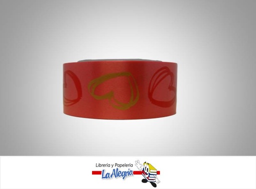 [CDS34MM003] CINTA ESTAMPADA 34MM ROJO/CORAZON XM MARCA BOLIS   