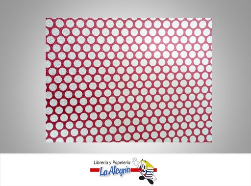 [CF00307] CARTULINA MICRO ESCARCHADA ESTAMPADA 50X70CM LUNAR ROJO UND MARCA S/M