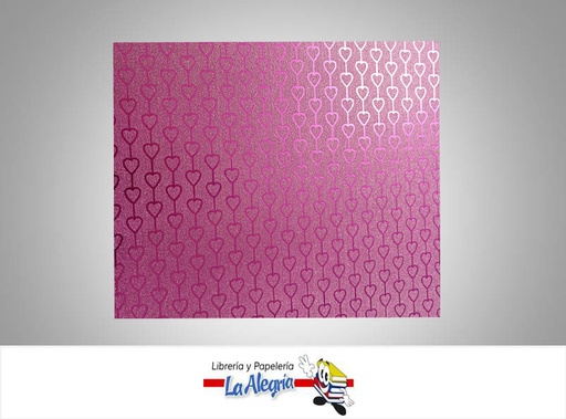 [CF04709] CARTULINA MICRO ESCARCHADA ESTAMPADA 50X70CM CORAZON FUCSIA UND MARCA S/M
