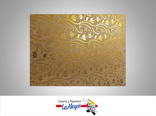 [CF05003] CARTULINA MICRO ESCARCHADA FLORAL/PATRON DORADO MARCA S/M