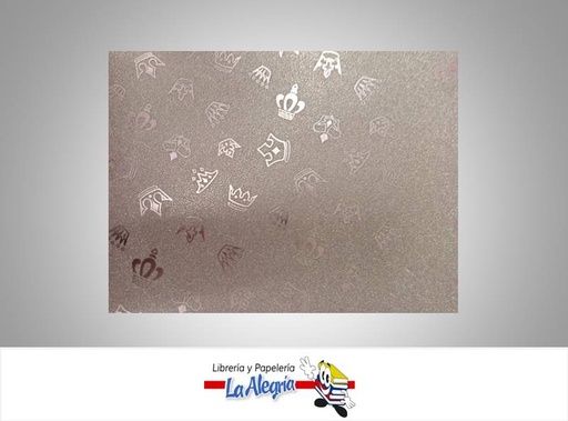 [CF05206] CARTULINA MICRO ESCARCHADA ESTAMPADA 50X70CM CORONA ROSA UND MARCA S/M