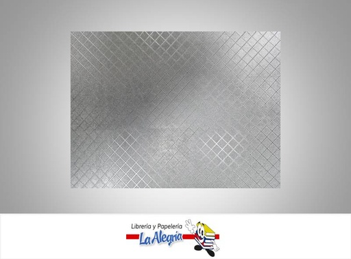 [CF06001] CARTULINA MICRO ESCARCHADA ESTAMPADA 50X70CM CUADROS PLATA UND MARCA S/M