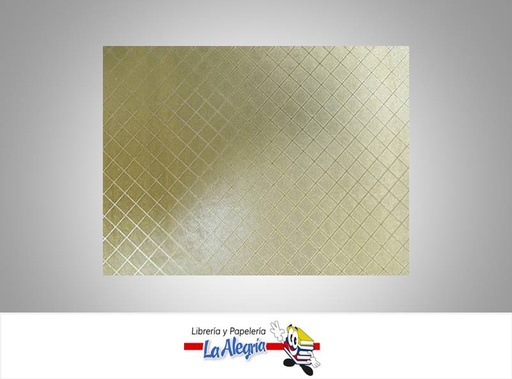 [CF06002] CARTULINA MICRO ESCARCHADA ESTAMPADA 50X70CM CUADROS DORADO UND MARCA S/M