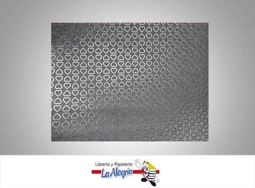 [CF06301] CARTULINA MICRO ESCARCHADA ESTAMPADA 50X70CM CORAZON PLATA UND MARCA S/M