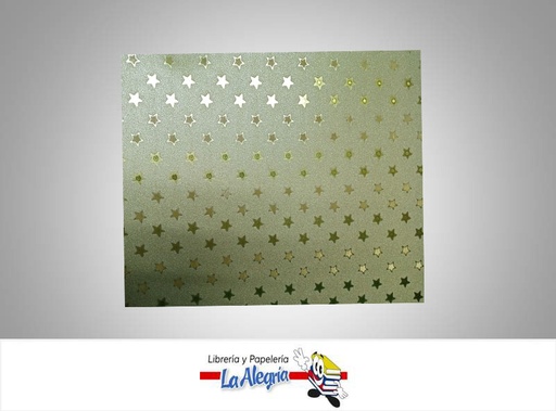 [CF07202] CARTULINA MICRO ESCARCHADA ESTRELLA DORADO UND MARCA S/M