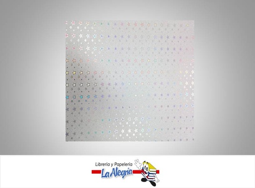 [CF08801] CARTULINA MICRO ESCARCHADA ESTRELLA PLATA 3D UND MARCA S/M