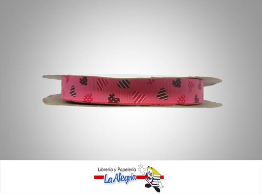 [CIN024T50601] CINTA GORSS 16MM ROSADO/CORAZON XMETRO MARCA S/M   
