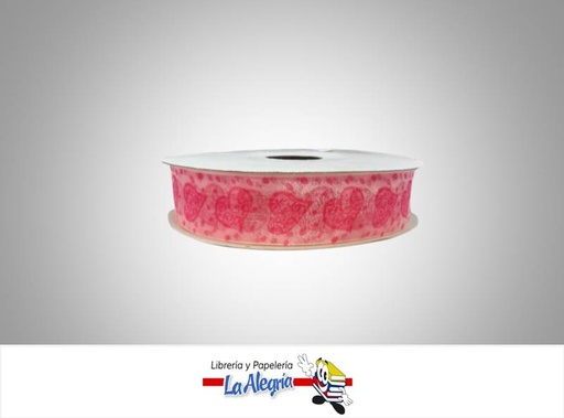 [CINTE003] CINTA TULL ESTAMP 25MM ROJO CORAZON/R XM MARCA S/M   