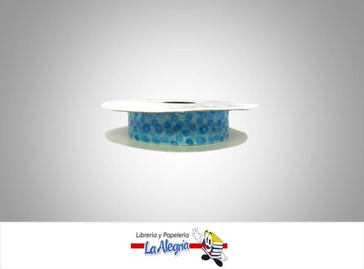[CINTE005] CINTA TULL ESTAMP 25MM AZUL/FLORES XMETR MARCA S/M   