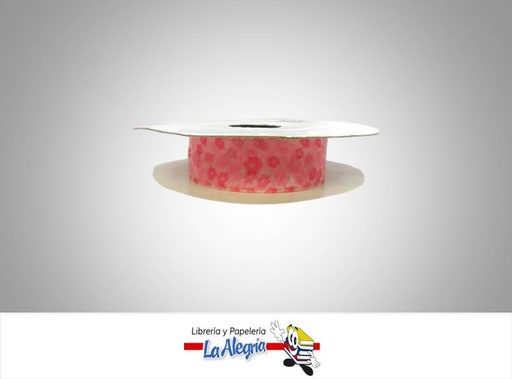 [CINTE0051] CINTA TULL ESTAMP 25MM ROSA/FLORES XMETR MARCA S/M   